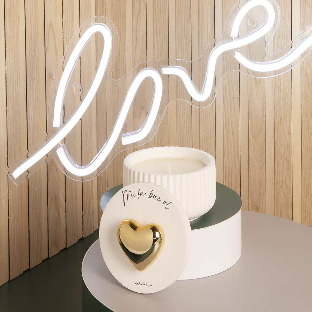 Bomboniera matrimonio claraluna 2021 scatola led cuore bianco love 21224