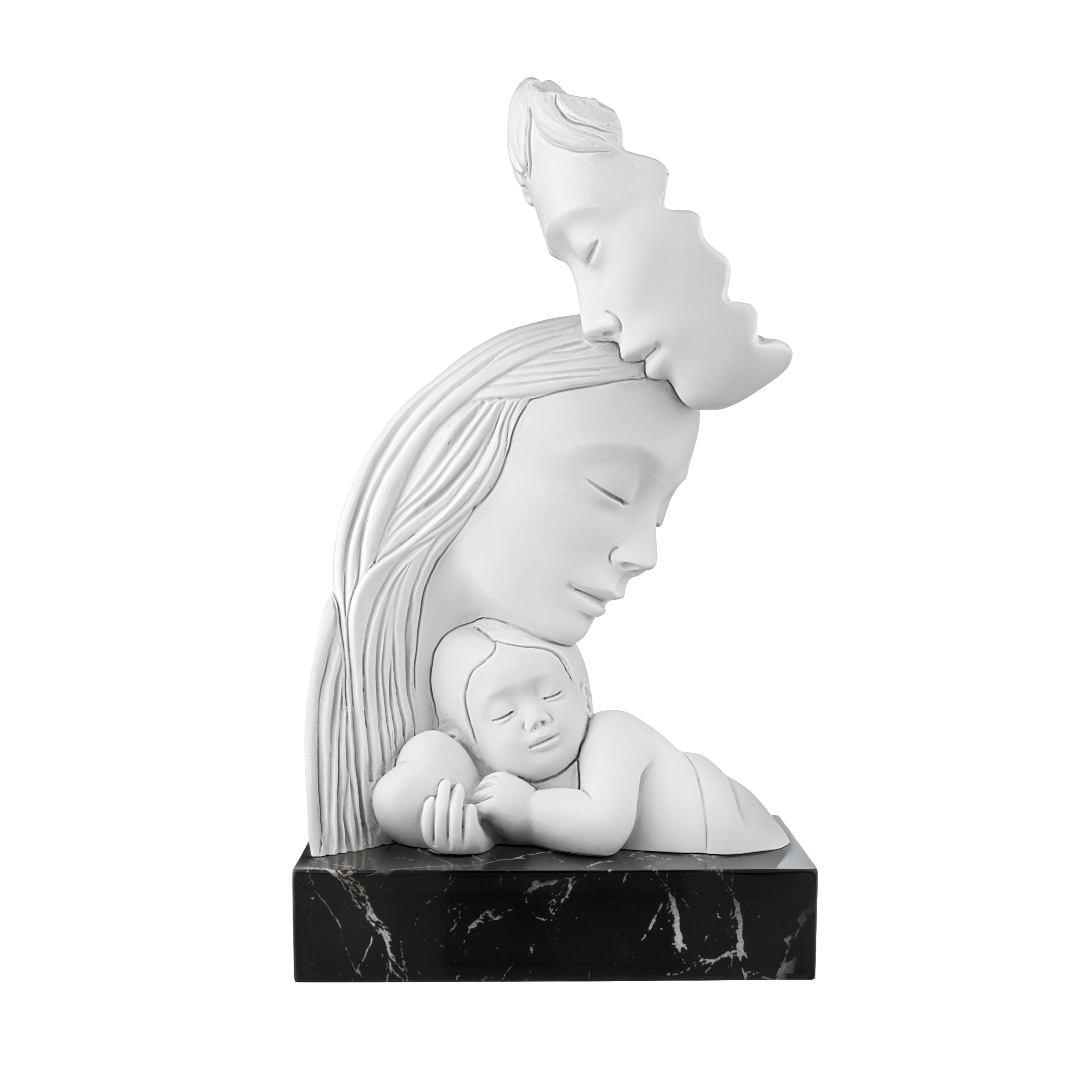 Scultura bacio famiglia con base in marmo – Bongelli Preziosi